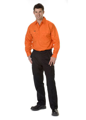 BISELY Gusset Cuff Cargo Drill Shirt Long Sleeve